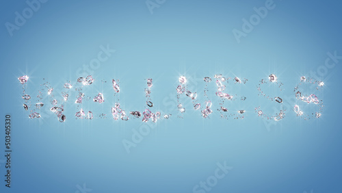 Fototapeta Naklejka Na Ścianę i Meble -  wellness - diamond text on light blue background - abstract 3D rendering