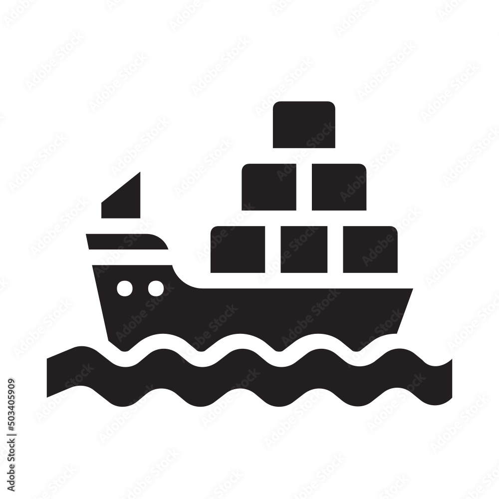 Cargo Ship , Delivery service solid icon. Cargo Ship , Delivery service solid icon.