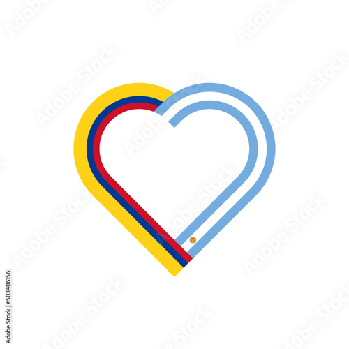 unity concept. heart ribbon icon of colombia and argentina flags. vector illustration isolated on white background