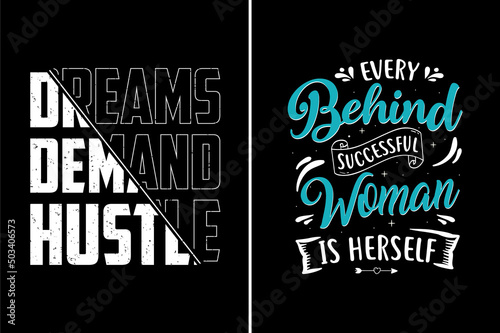 Typography tshirt design hustle and successful woman t-shirt