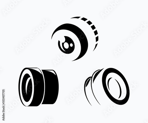 Camera lens Vector Icons Set. Modern Camera Lens Simple Icons Set.