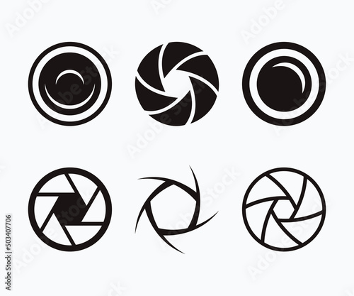 Camera shutter icons set. Camera aperture icon. Focus icons set.