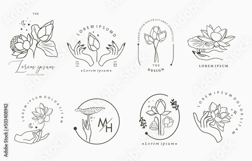 Black lotus flower outline.Vector illustration for icon sticker printable and tattoo