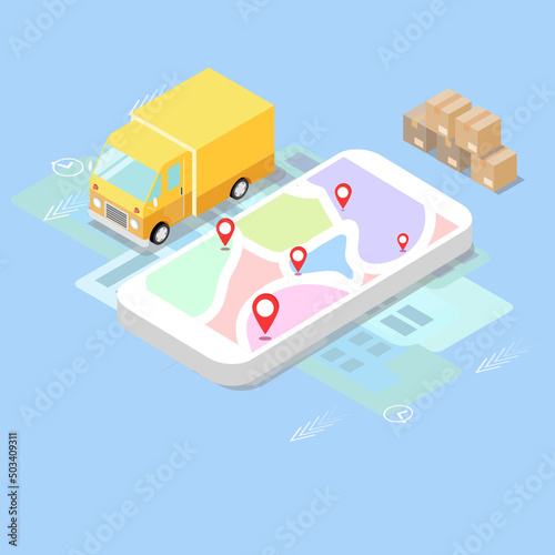 Online Delivery Service: Truck for shipping anywhere by using smartphone