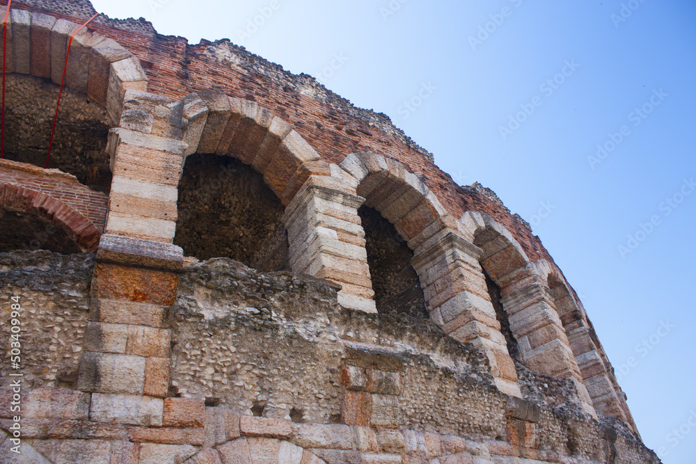 Arena (Verona amphitheatre) in Piazza Bra in Verona, Italy	
