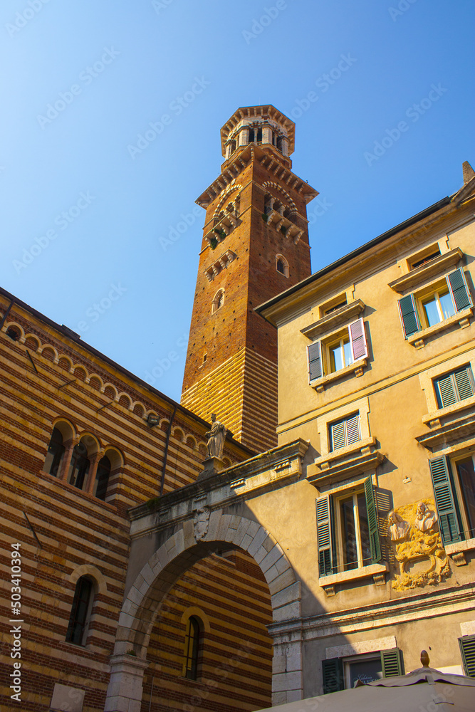 Lamberti Tower on the Piazza delle Erbe in Verona	
