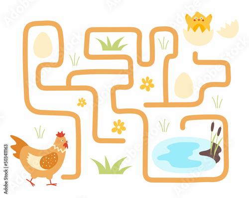 Children's maze with chicken