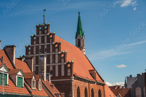 Beautiful architecture in Old Riga, during sunny spring day