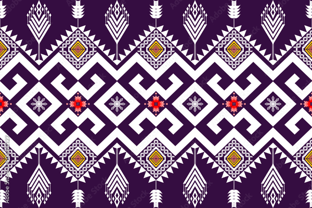 Fototapeta premium Geometric ethnic oriental traditional pattern.Figure tribal embroidery style.Design for background,wallpaper,clothing,wrapping,fabric,vector illustration