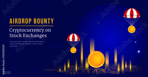 Luxurious Airdrop Crypto Token Banner Vector Illustration