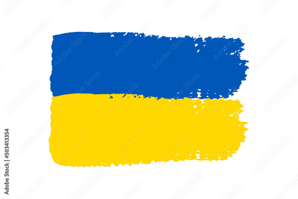 Obraz premium Hand drawn Ukrainian flag. Flag of Ukraine. Vector illustration.