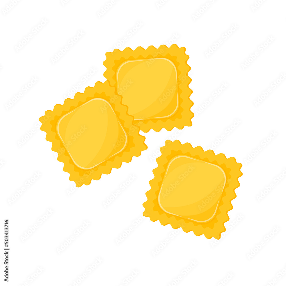 Italian cuisine. Pasta ravioli. Vector illustration cartoon flat icon isolated on white
