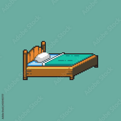Editable vector bed pixel art illustration for game development,
game asset, web asset, graphic design, and printed purpose.