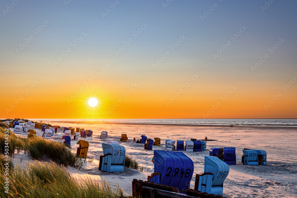 Sunset at the beach on Juist, East Frisian Islands, Germany. Sunset at the beach on Juist, East Frisian Islands, Germany.