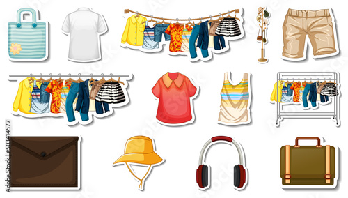 Sticker set of clothes and accessories