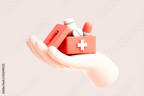 3D rendering of cute little hands and models