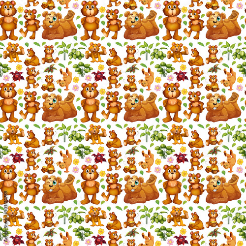 Cute animals cartoon seamless background