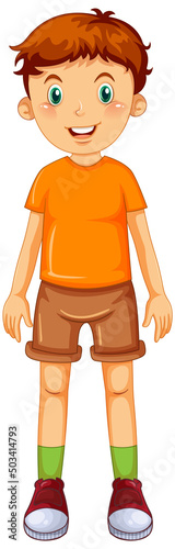 A boy wearing orange t shirt cartoon