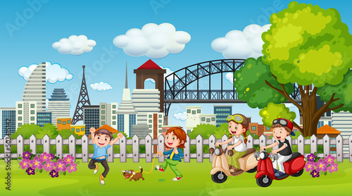 Children playing outdoor park