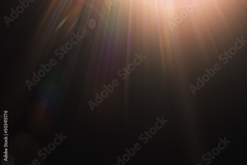 Abstract natural sun flare on the black