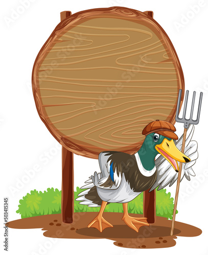 Blank round wooden signboard with animal