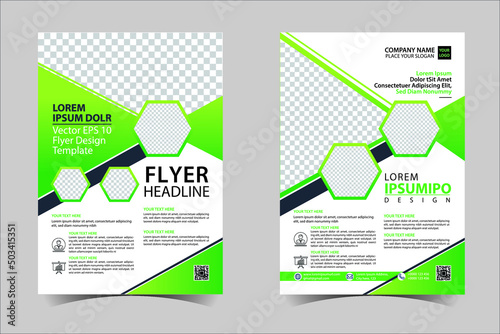 Green and Black  corporate business annual report brochure flyer design template vector, Leaflet cover presentation abstract geometric background, modern publication poster magazine, layout in A4 size