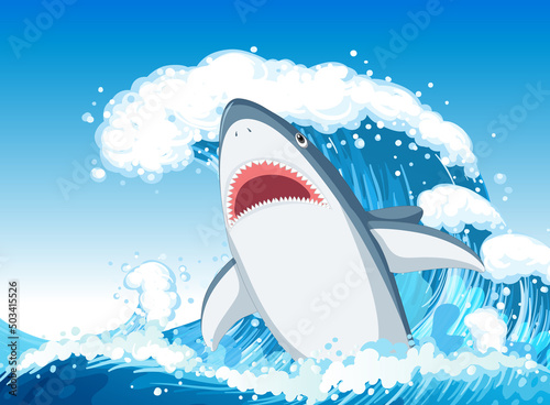 Shark attack concept with aggressive shark
