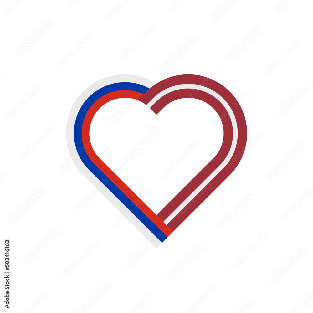 unity concept. heart ribbon icon of russia and latvia flags. vector illustration isolated on white background unity concept. heart ribbon icon of russia and latvia flags. vector illustration isolated on white background