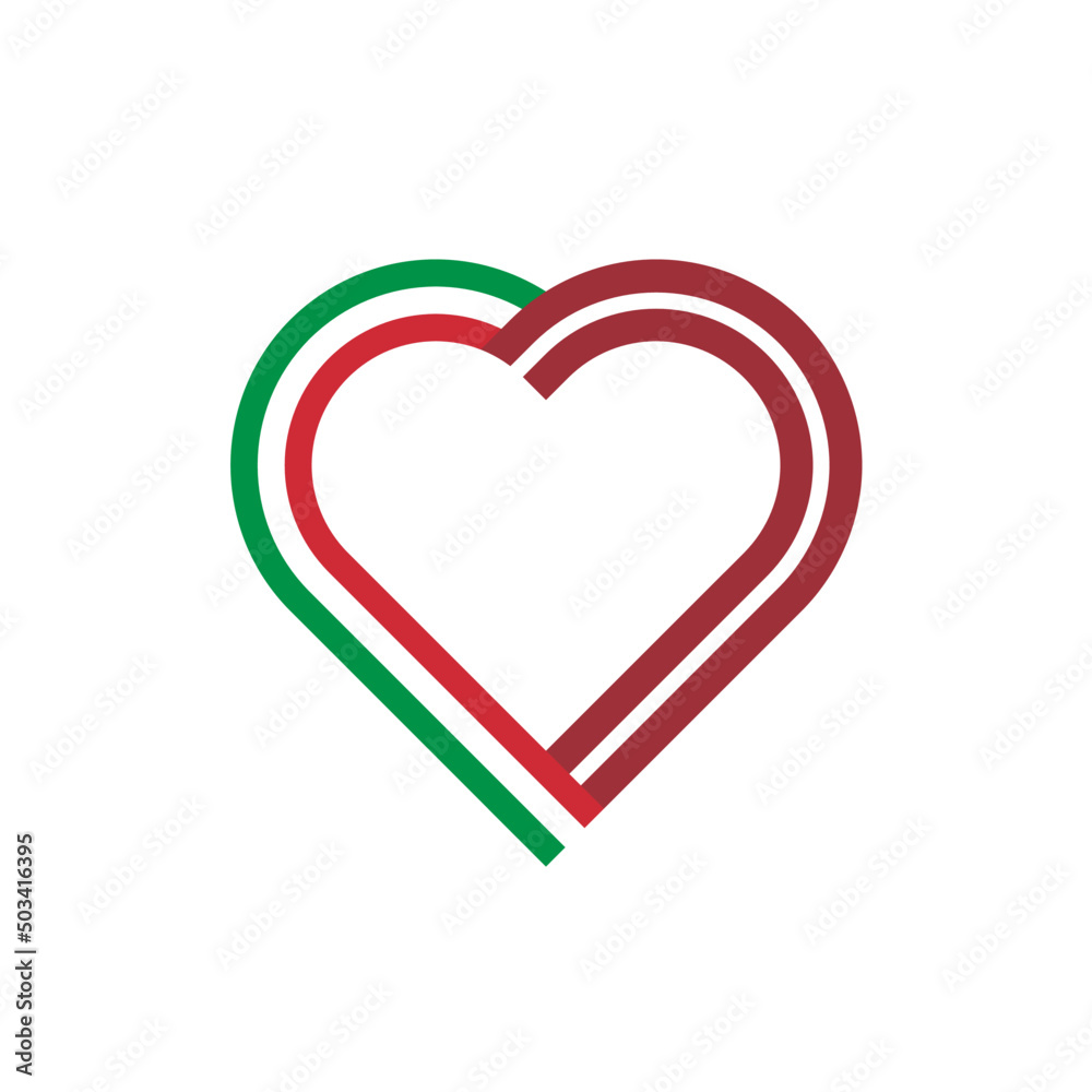 unity concept. heart ribbon icon of italy and latvia flags. vector illustration isolated on white background