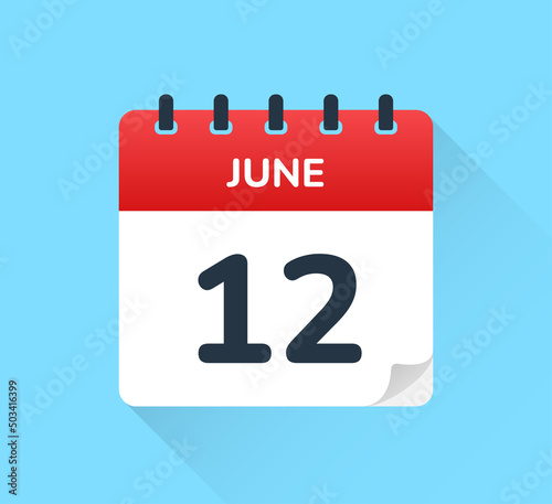 June 12 - Calendar icon. Vector illustration