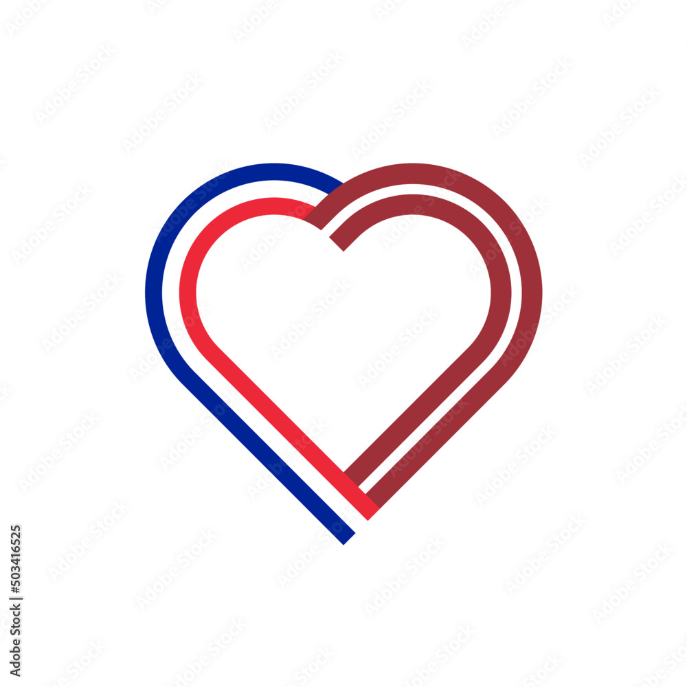 unity concept. heart ribbon icon of france and latvia flags. vector illustration isolated on white background