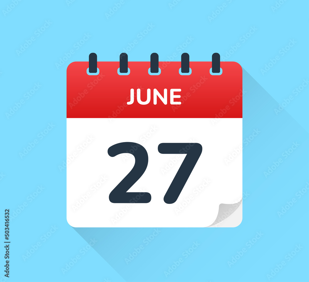 June 27 - Calendar Icon. Vector Illustration June 27 - Calendar Icon. Vector Illustration