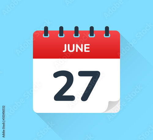 June 27 - Calendar Icon. Vector Illustration