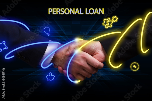 Business, technology, internet and network concept. Young businessman thinks over the steps for successful growth: Personal loan