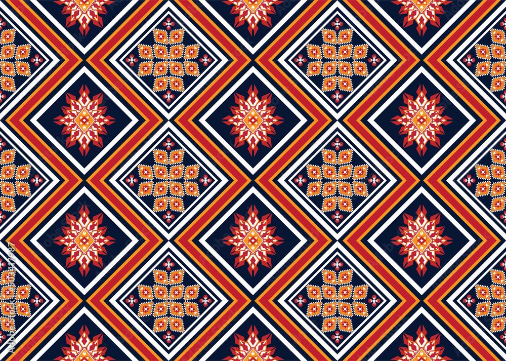 Geometric ethnic flower pattern for background,fabric,wrapping,clothing,wallpaper,batik,carpet,embroidery style	
