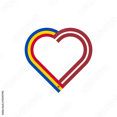 unity concept. heart ribbon icon of moldova and latvia flags. vector illustration isolated on white background