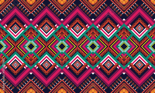 Geometric ethnic flower pattern for background,fabric,wrapping,clothing,wallpaper,batik,carpet,embroidery style 