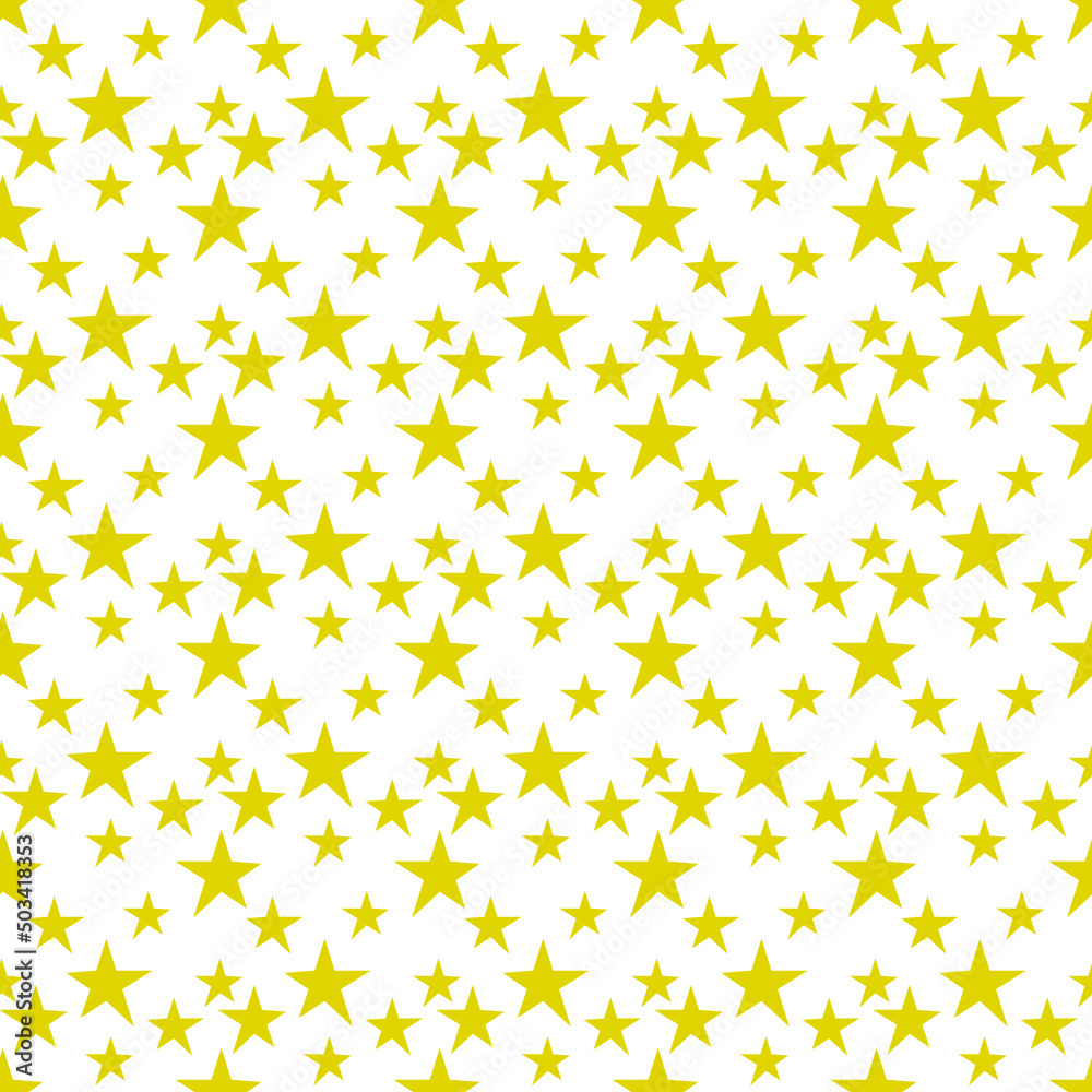 Star seamless pattern. White and gold retro background