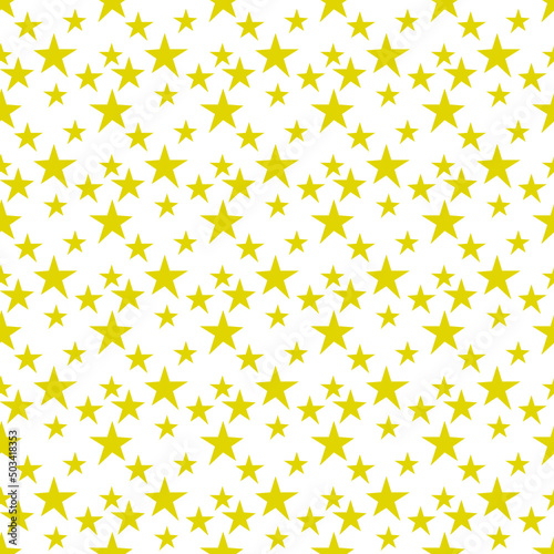 Star seamless pattern. White and gold retro background