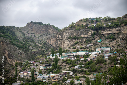 panoramic view of the mountains ancient settlements and gorges on a spring sunny day