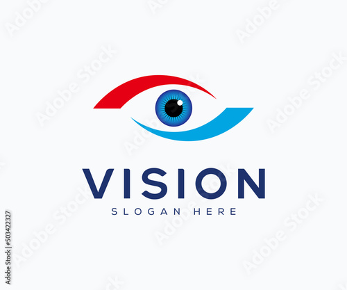 Eye Logo Vector Template. Vision Eye Care Logo Design Template, Blue Eye Logo Concept, Eye Icon.