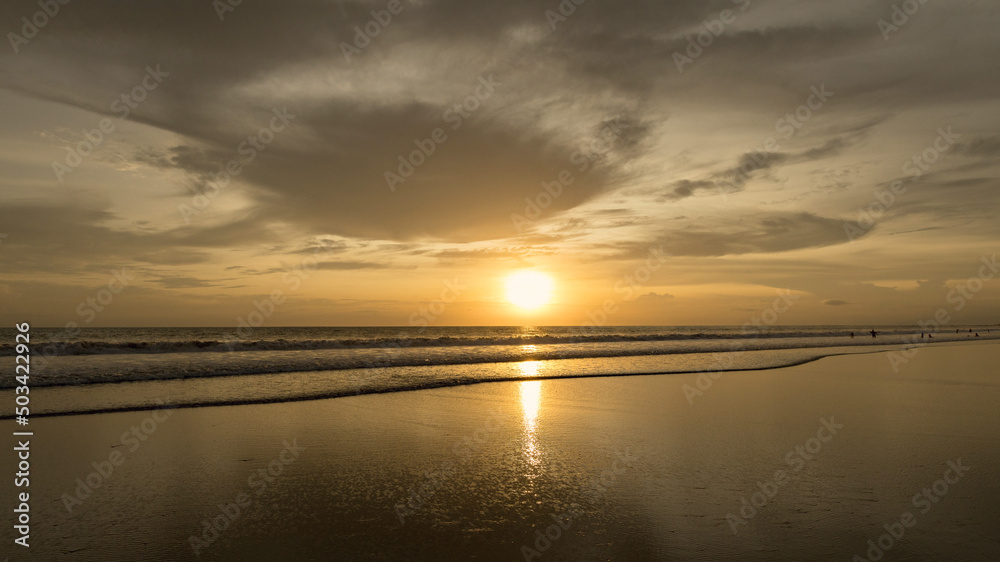 Amazing sunset at Legian beach in Bali, Indonesia