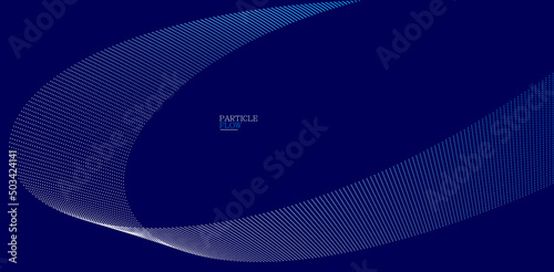 Dark blue airy particles flow vector design, abstract background with wave of flowing dots array, digital futuristic illustration, nano technology theme.