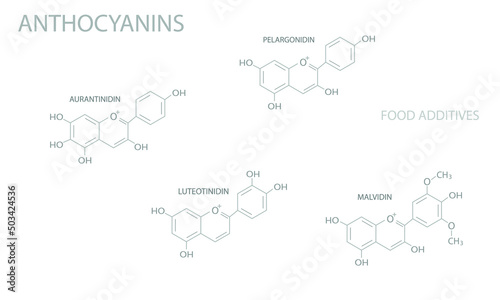 Anthocyanins molecular skeletal chemical formula.