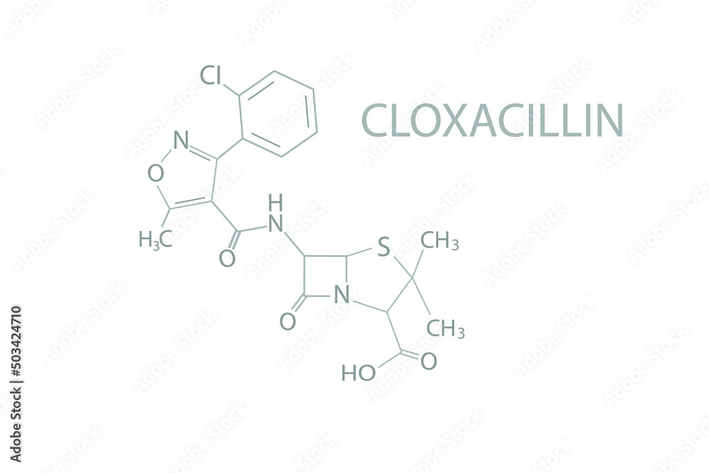 Cloxacillin molecular skeletal chemical formula.