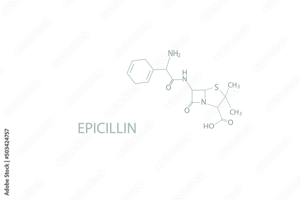 Epicillin molecular skeletal chemical formula. Epicillin molecular skeletal chemical formula.
