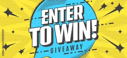 Giveaway banner. Win prize during giveaway invitation. Poster announcing great sale discount and bonus promotion design template vector illustration