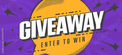 Giveaway time promotion banner template. Advertising poster for social media promotion vector illustration
