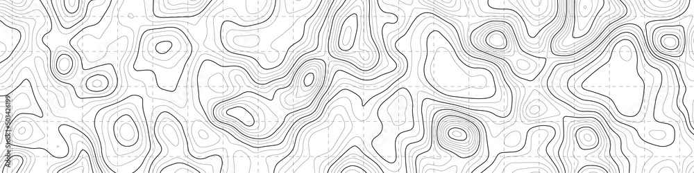 Retro topography map. White geographic contour map. Abstract outline grid.