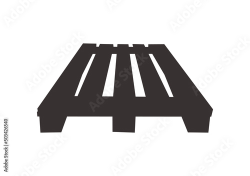 Wooden pallet black side view, for the transport, vector illustration on a white background.
